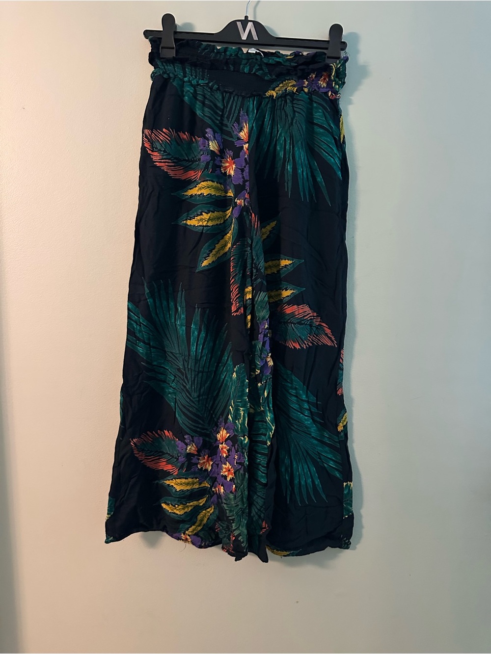 Patrons of Peace Black Tropical Print Wide-Leg Pants